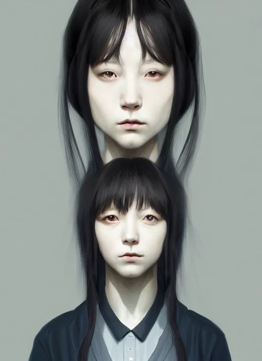 Image similar to symmetry!! portrait of lain, serial experiments : lain, intricate, elegant, highly detailed, digital painting, artstation, concept art, smooth, sharp focus, illustration, by bartek fedyczak, erak note, tooth wu, neil richards, kan liu, siwoo kim, jisu choe