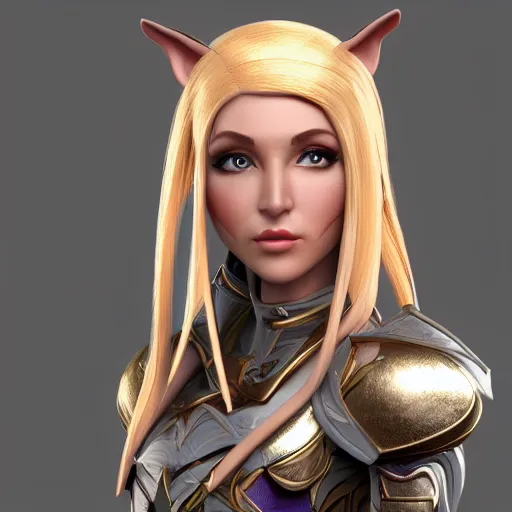 Image similar to portrait of a beautiful female high elf with tan skin, 3 d octane render trending on art station 8 k