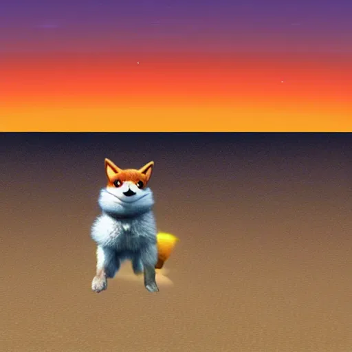 Image similar to high quality photo of star fox looking out at the ocean at sunset realism 8k award winning photo