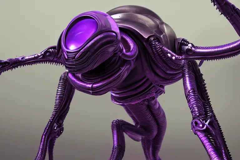 Image similar to alien military three legged tripedal tripod, metal laser tentacles, purple, futuristic, apocalyptic, by jon aaron kambeitz, katsuhiro otomo, heng z, concept art, insanely detailed, raytracing, octane, unreal engine, trending on artstation