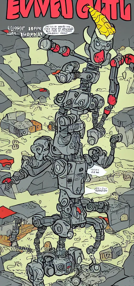 Image similar to evil robotic goat, comics, by alan rabinowitz