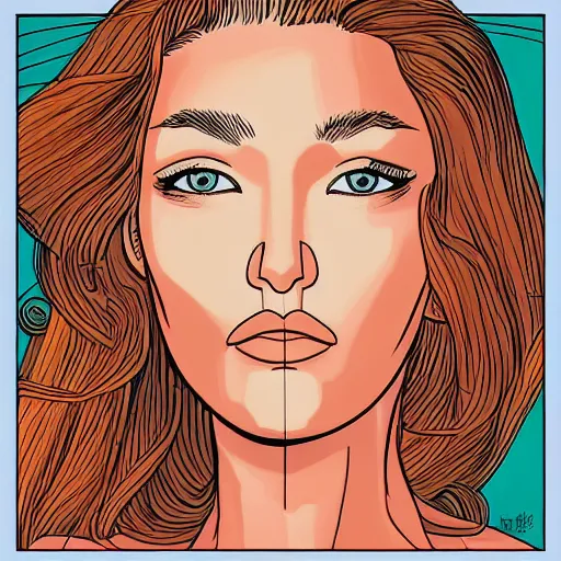 Image similar to “ gigi hadid retro minimalist portrait by jean giraud, moebius starwatcher comic, 8 k ”