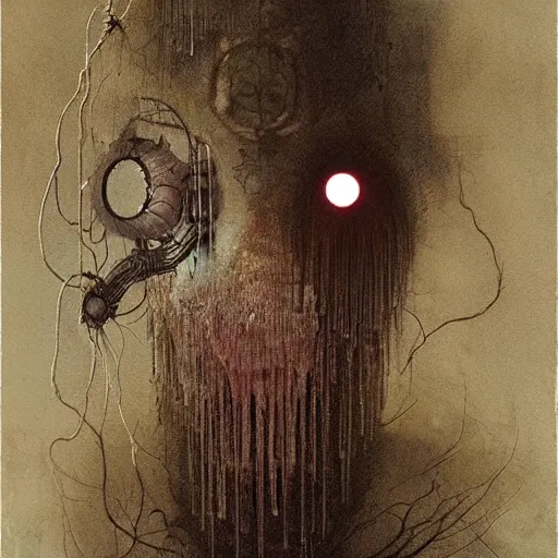 Image similar to robot ghost, glitch distortion, unbearable anxiety, tension, man just out of frame, by Stephen Gammell and Beksinski and Stalenhag.