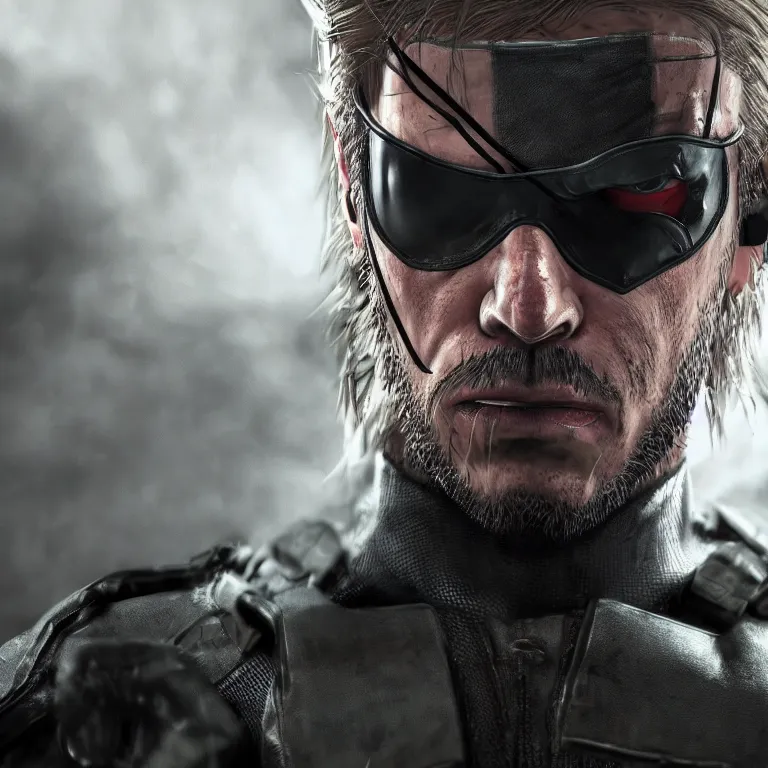 Prompt: Snake from metal gear solid 3, cinematic lighting, cinematic angles, 4k, trending on artstation, unreal engine 5, wallpaper, hyperdetailed, anatomically correct, detailed face