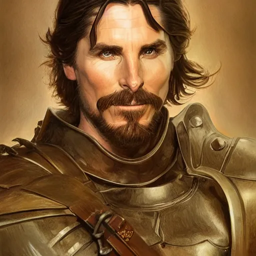 Image similar to Christian Bale as a Fantasy D&D character, clean shaved, portrait art by Donato Giancola and James Gurney, digital art, trending on artstation