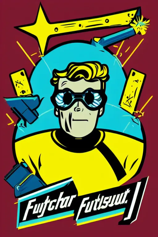 Image similar to fallout 7 6 retro futurist illustration art by butcher billy, sticker, colorful, illustration, highly detailed, simple, smooth and clean vector curves, no jagged lines, vector art, smooth andy warhol style