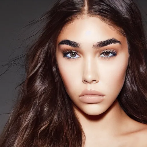 Image similar to 4k,ultra detailed portrait of Madison Beer by Rachel Ruysch