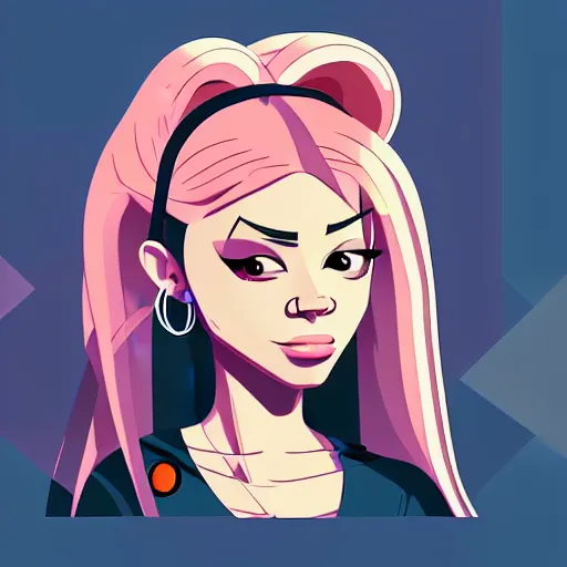 Image similar to 2 d character design, female rapper, vector art, digital art, portrait, 4 k, 8 k, sharp focus, smooth, illustration, concept art, music artist