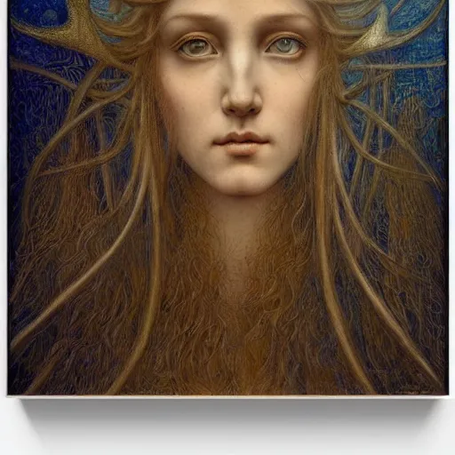 Prompt: detailed realistic beautiful young medieval queen face portrait by jean delville, brooke shaden, gustave dore and marco mazzoni, art nouveau, symbolist, visionary, gothic, pre - raphaelite, ornate gilded medieval icon, surreality