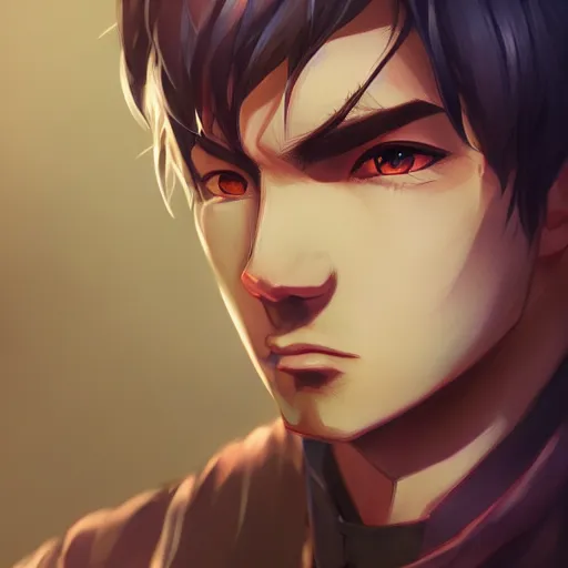 Image similar to detailed beautiful male character art of a protagonist, depth of field, on amino, by sakimichan patreon, wlop, weibo high quality art on artstation, deviantart