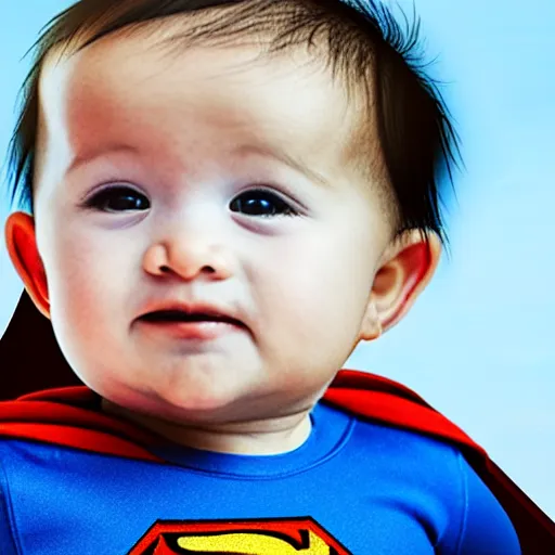 Image similar to realistic baby superman, photograph