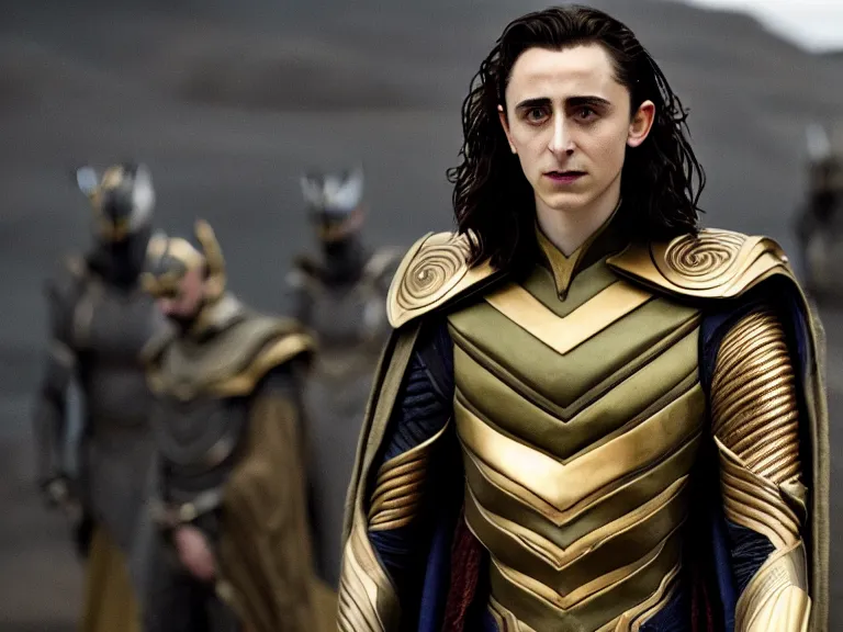 Image similar to timothée chalamet as loki in dune, cinematic