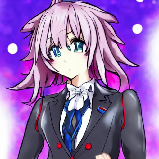 Prompt: astolfo from fate in blue red and white colored suit
