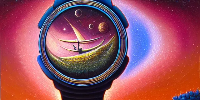 Image similar to painting hyperdetailed a watch face nebulapunk by dan seagrave and tomasz alen kopera and simon stahlenhag