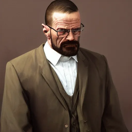 Image similar to the ultimate gigachad, incredibly muscular walter white, walter white with chiseled jawline, trending on / r / moreplatesmoredates, oil on canvas artstation by j. c. leyendecker and edmund blair leighton and charlie bowater octane render