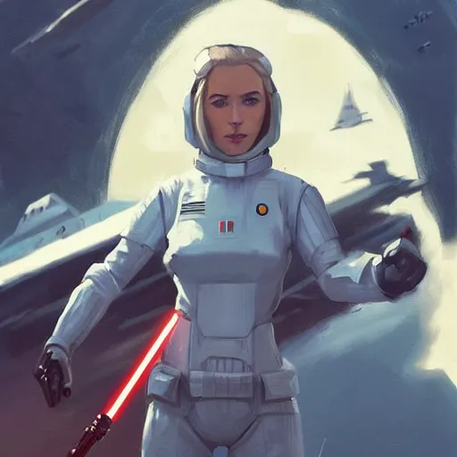 Image similar to portrait of a woman by greg rutkowski, syal antilles, blonde hair, star wars expanded universe, she is about 2 0 years old, wearing starfighter pilot uniform of the galactic alliance, digital painting, artstation, concept art, smooth, sharp foccus ilustration, artstation hq