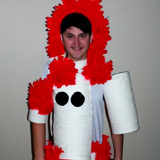 Image similar to creative costume made with toilet paper