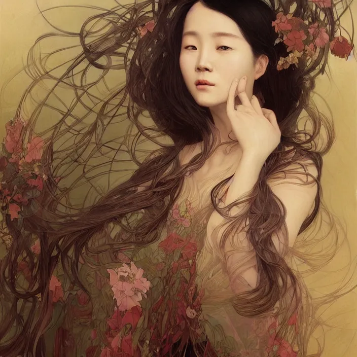 Prompt: A portrait of A Chinese woman with long hair by Ross Tran!!! and alphonse mucha and greg rutkowski! and gustav doré! and Zdzisław Beksiński!,In style of digital art illustration.Symmetry.Highly detailed face.Fantasy,smooth,hyper detailed,sharp focus,Soft light.trending on artstation.4k