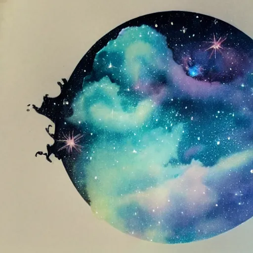 Prompt: a nebula in the shape of a flying bird style of Ghibli