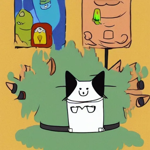 Prompt: cat in the style of adventure time animation