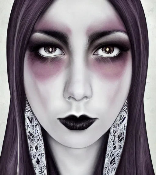 Image similar to bashkir goth girl, detailed portrait, gothic, photorealistic