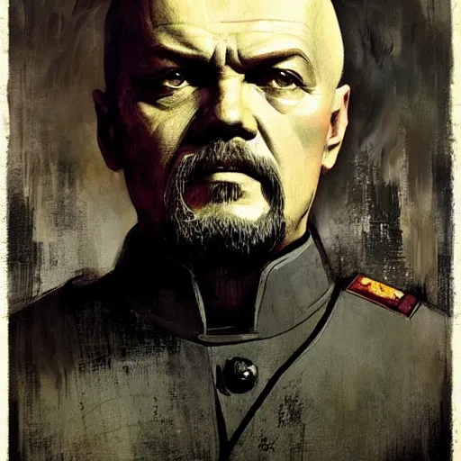 Image similar to vladimir lenin as holy god emperor of mother russia, colourised, face portrait, epic, military art, fantasy, dieselpunk, hd shot, digital portrait, beautiful, artstation, comic style, by artgerm, guy denning, jakub rozalski, magali villeneuve and charlie bowater