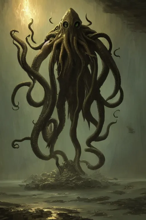 Image similar to cthulhu, digital art, magic the gathering, mtg, by greg rutkowski, trending on artstation