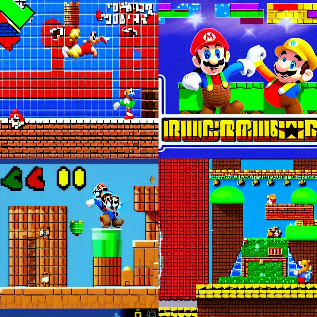 a screenshot of knockoff russian super mario brothers, Stable Diffusion