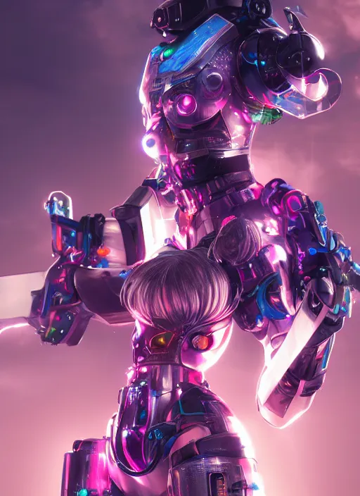 Prompt: a highly detailed portrait of a kpop idol mecha girls in spiked cyberpunk bioarmor trending on artstation by yoshitake amano, cyberpunk light, holographic undertones, 3 d cg, octane rendered, futuristic, 2 k aesthetic, dramatic lighting, 4 k, highly saturated colors