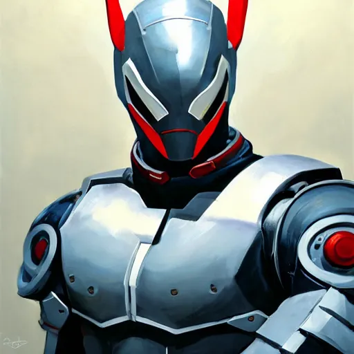 Image similar to greg manchess portrait painting of armored spiderman ultraman grey fox from metal gear cyborg gay japanese - american hybrid as overwatch character, medium shot, asymmetrical, profile picture, organic painting, sunny day, matte painting, bold shapes, hard edges, street art, trending on artstation, by huang guangjian and ail elvgren and sachin teng