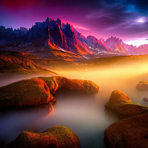 Image similar to wonder land, dramatic lighting, exposure, colorful, fully beautiful by Marc Adamus