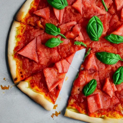 Image similar to pizza made from watermelon with a watermelon-like crust