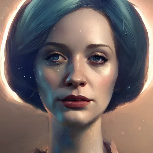 Image similar to highly detailed portrait christina hendricks robot in gta v, stephen bliss, unreal engine, fantasy art by greg rutkowski, loish, rhads, ferdinand knab, makoto shinkai and lois van baarle, ilya kuvshinov, rossdraws, tom bagshaw, global illumination, radiant light, detailed and intricate environment