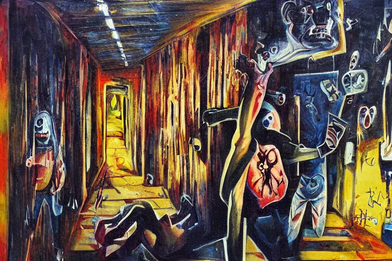 Image similar to mad horror painting of Missing 411 anomaly