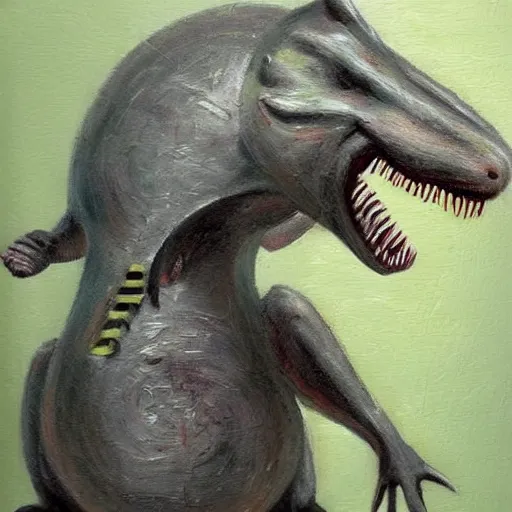 Image similar to dino rat, epic pose, fine painting