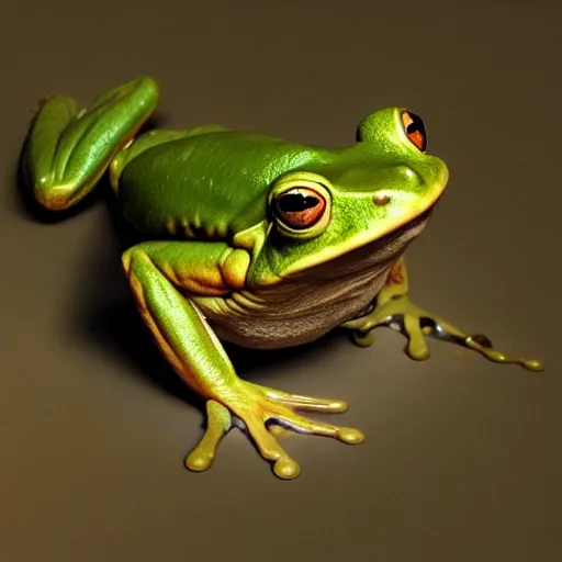 Image similar to hyperrealistic mixed media image of a frog whose head resembles alex jones, stunning 3 d render inspired art by greg rutkowski and xiang duan and thomas eakes, perfect symmetry, flesh texture, realistic, highly detailed attributes and atmosphere, dim volumetric cinematic lighting, 8 k octane detailed render, post - processing, masterpiece,