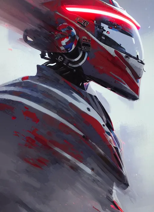 Image similar to portrait epic armored motogp bike with red blu and white accent. highly detailed, digital painting, concept art, smooth, sharp focus, illustration, art by greg rutkowski