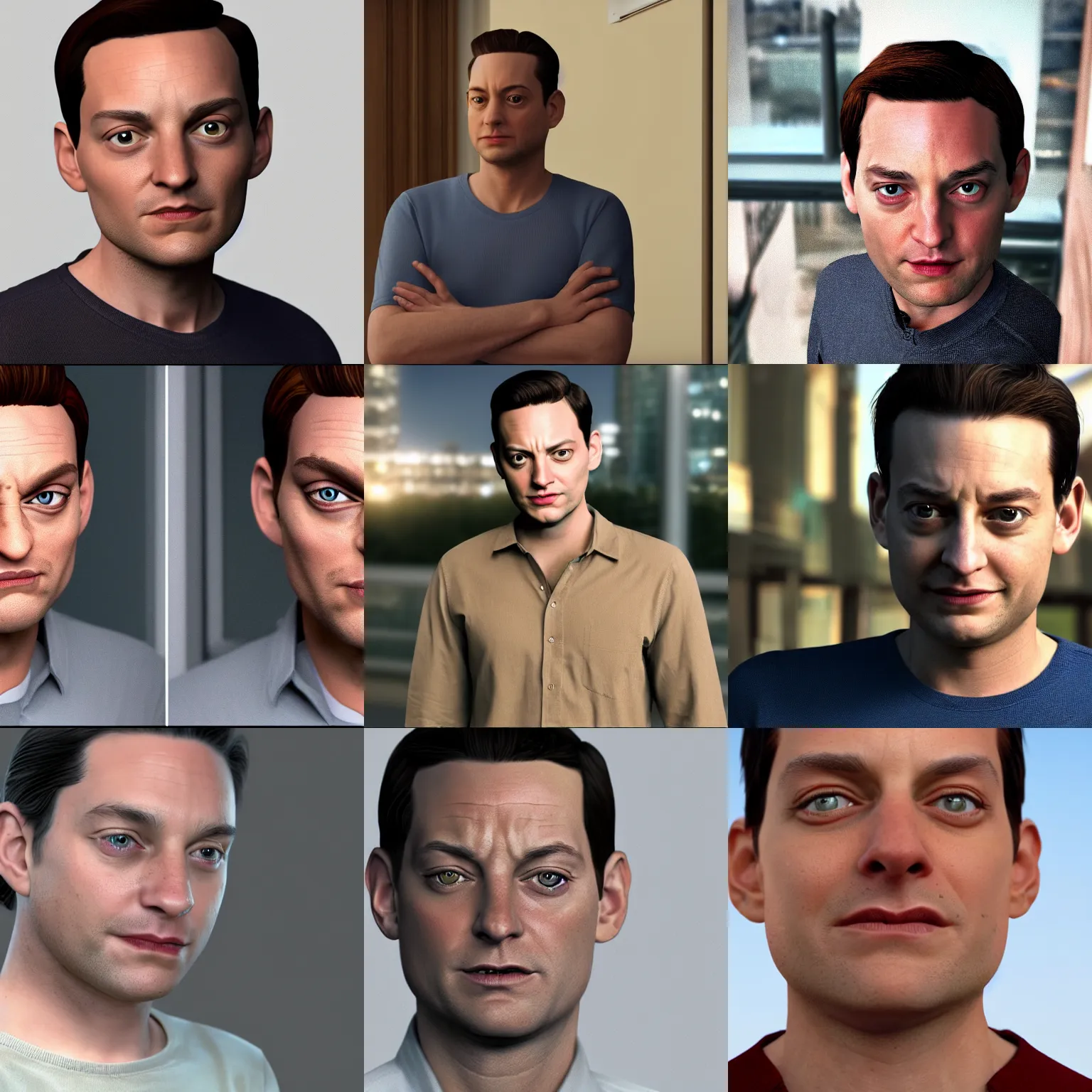 Prompt: photorealistic 8k render sarcastic Tobey Maguire