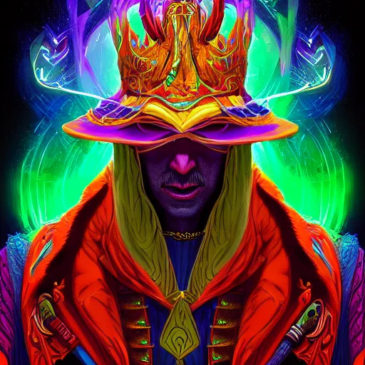 Prompt: digital full character painting of a powerful warlock, hyperdetailed, vivid colors, beautiful, magic spell, by Dan Mumford, trending on Artstation