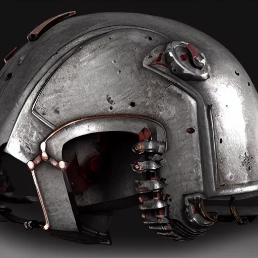 Image similar to grimdark adeptus mechanicus helmet, unreal engine, 8 k, ultra realistic, ultra detail