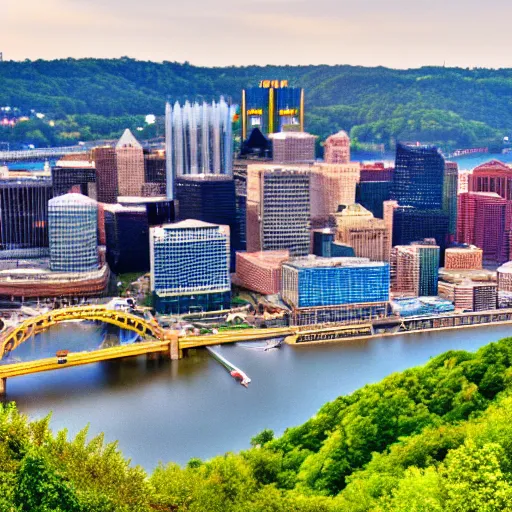 Prompt: Hd photo of the Pittsburgh skyline