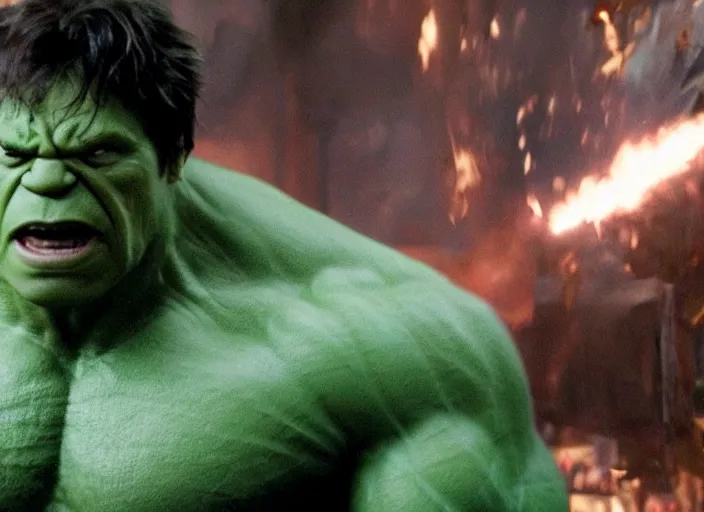 Image similar to film still of hulk bedazzling a shirt in the new avengers movie, 4 k