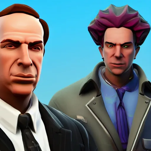 Image similar to saul goodman from breaking bad and jetstream sam, in the game fortnite