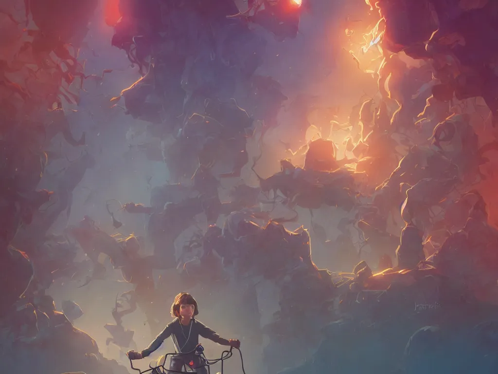 Image similar to hero world stranger things, behance hd by jesper ejsing, by rhads, makoto shinkai and lois van baarle, ilya kuvshinov, rossdraws global illumination, golden ratio, symmetrical beauty face