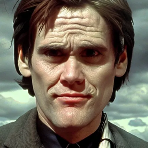 Prompt: younger jim carrey as a weeping angel, dr. who