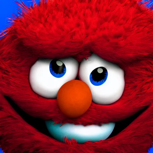 Image similar to Elmo with pale human skin, no fur, digital art