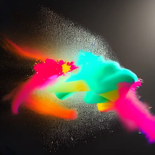 Image similar to color powder explosion on black background, particles, fine detail, hyperrealism, realistic, sharp focus, octane render, sidefx houdini, artstation, vfx