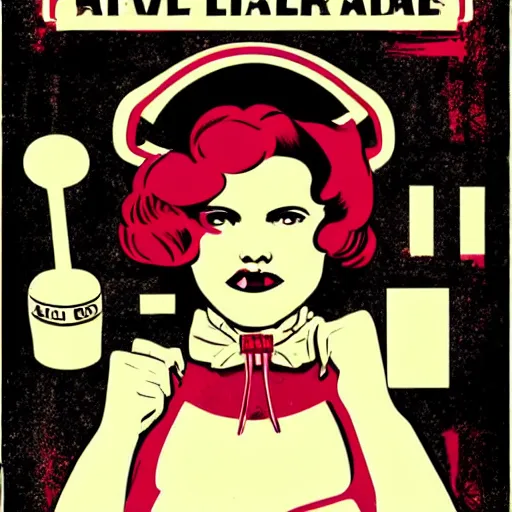 Image similar to individual pretty ada lovelace silk screen butcher billy style