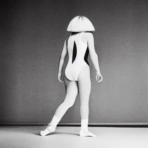 Image similar to sia furler leotard photoshoot artistic from behind