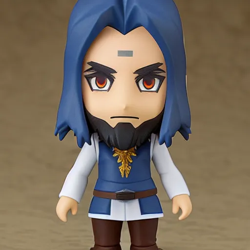 Image similar to matte painting of face detailing wizard in the style of matte painting nendoroid and chibi, eyes in the style of nendoroid